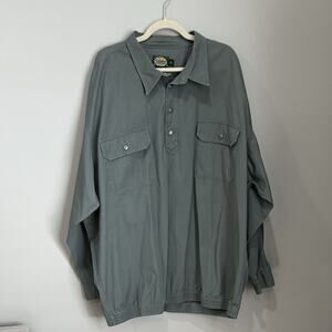 Cabela's Collared Shirt Men 4XL Green Canvas Elastic Waist Outdoor‎ Fishing